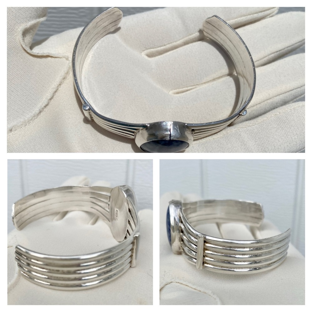 Signed - Sterling Silver and Sodalite Cuff Bracelet - Picture 15 of 15